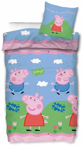 4: Junior sengetøj - 100x140 cm - Gurli gris & Gustav gris - 100% bomulds sengesæt